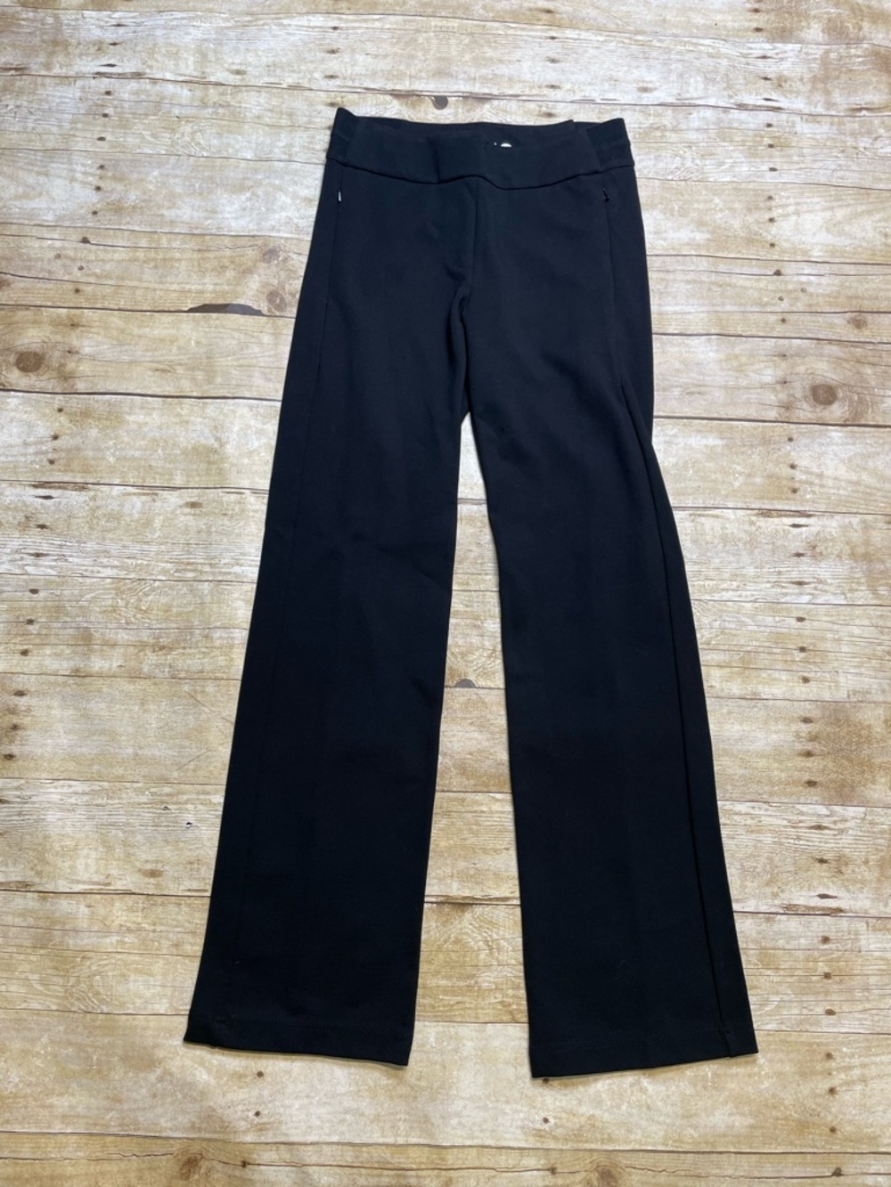 Betabrand Black Yoga Dress Pants Straight Leg  Zip Pockets